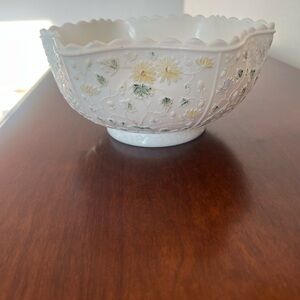 Floral Embossed White Bowl